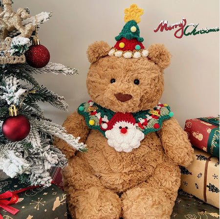 Bartholomew Bear Christmas Accessories: Santa Hat + Scarf