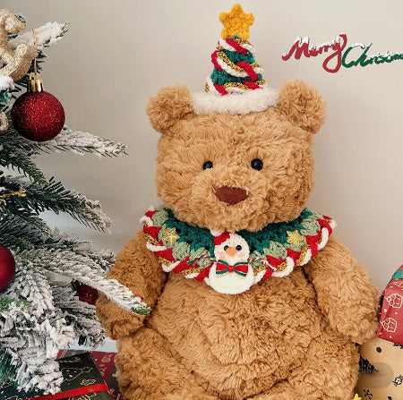 Bartholomew Bear Christmas Accessories: Santa Hat + Scarf