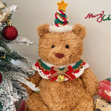 Bartholomew Bear Christmas Accessories: Santa Hat + Scarf