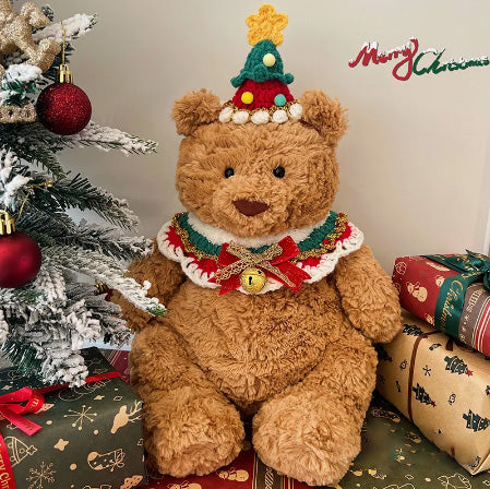 Bartholomew Bear Christmas Accessories: Santa Hat + Scarf
