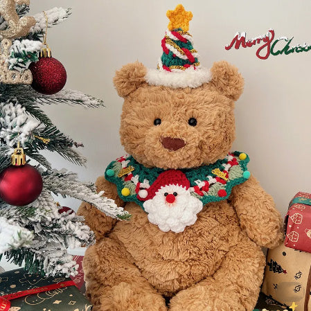 Bartholomew Bear Christmas Accessories: Santa Hat + Scarf