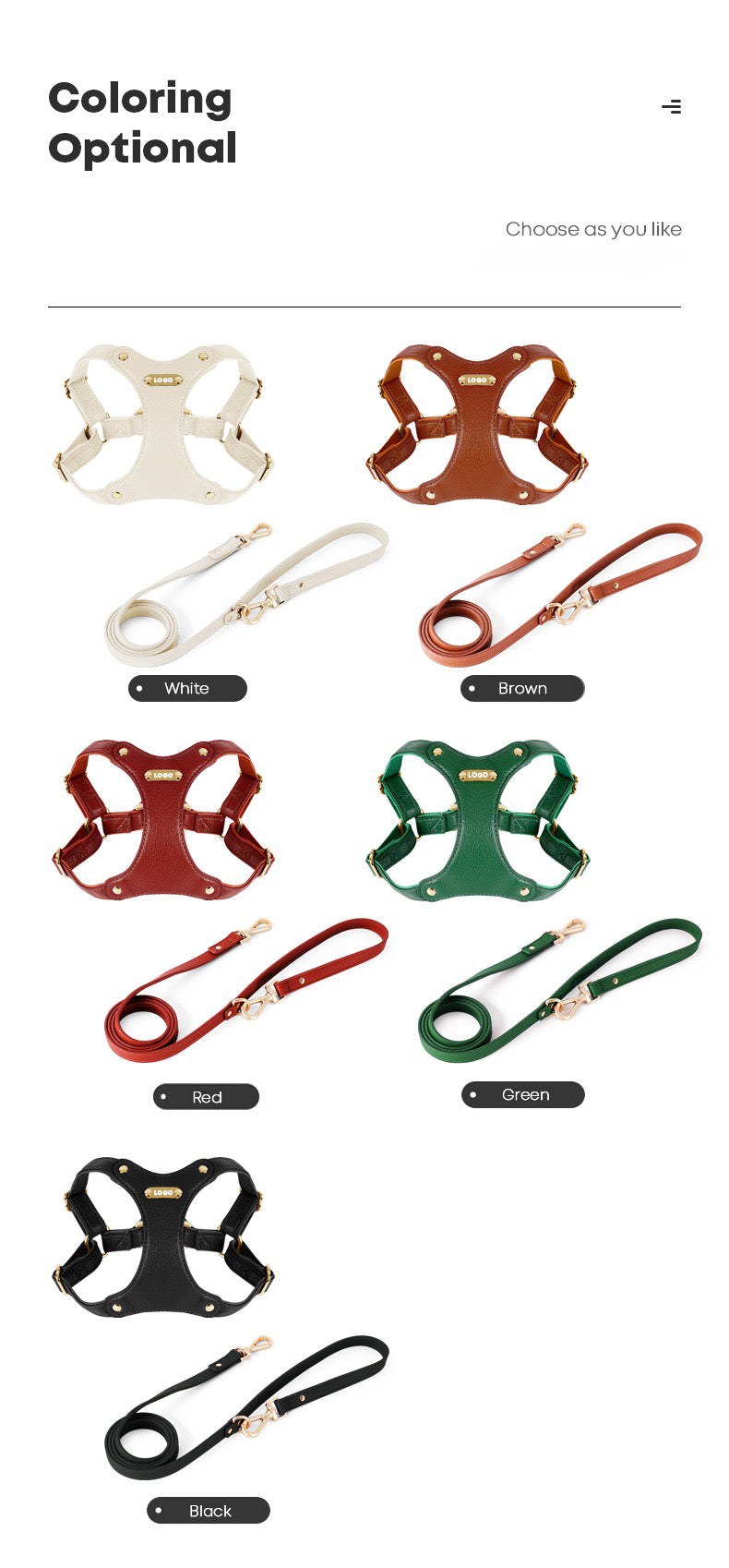 Soft Leather Pet Harness Set for Dog