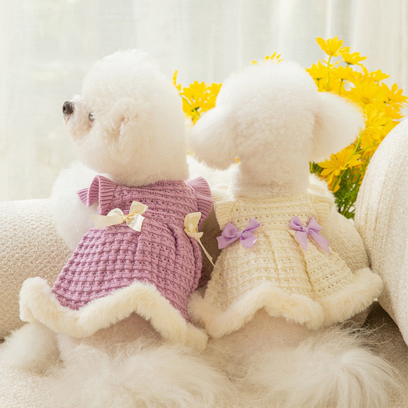 Chic Canine Couture: Fall & Winter Bow-Adorned Princess Pet Skirt