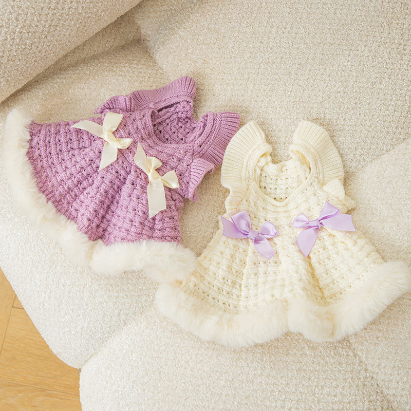 Chic Canine Couture: Fall & Winter Bow-Adorned Princess Pet Skirt