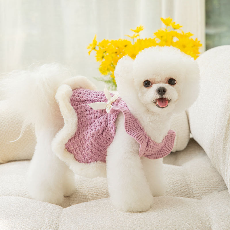 Chic Canine Couture: Fall & Winter Bow-Adorned Princess Pet Skirt