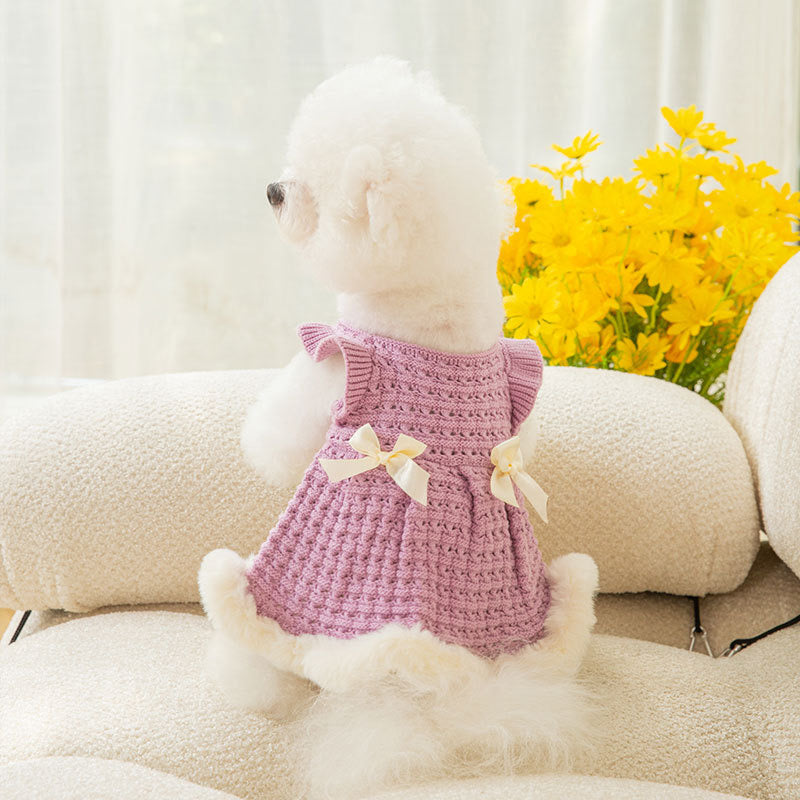 Chic Canine Couture: Fall & Winter Bow-Adorned Princess Pet Skirt