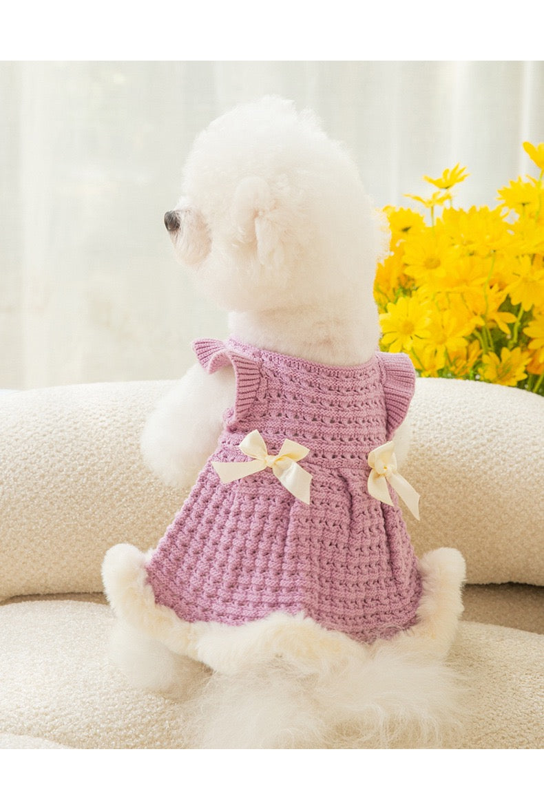 Chic Canine Couture: Fall & Winter Bow-Adorned Princess Pet Skirt