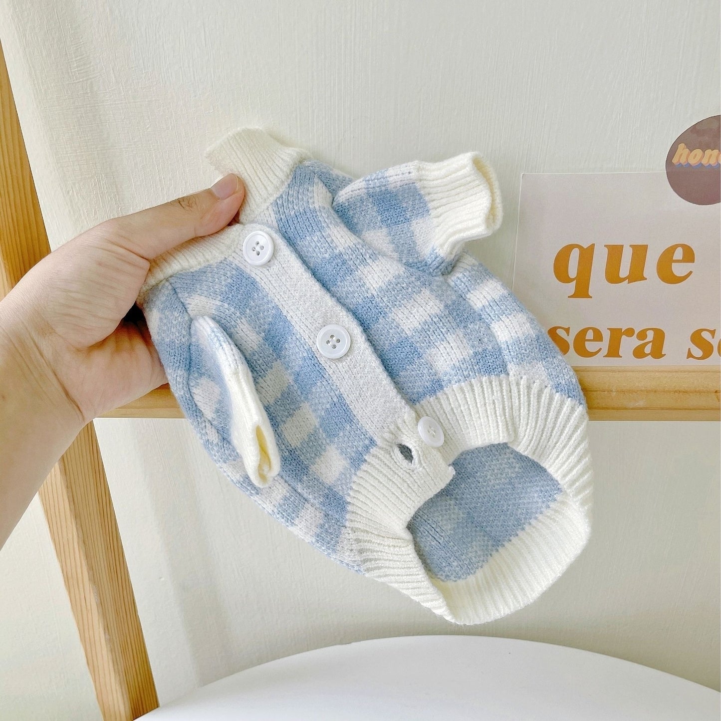 Chic Pooch Plaid Cardigan: Cozy and Soft Stylish Knitwear for Dogs
