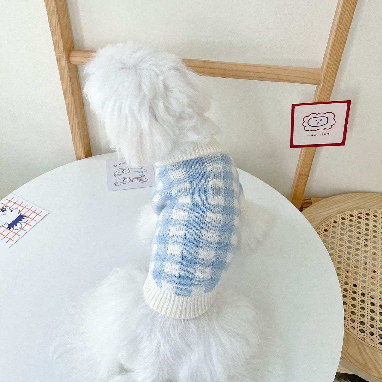 Chic Pooch Plaid Cardigan: Cozy and Soft Stylish Knitwear for Dogs
