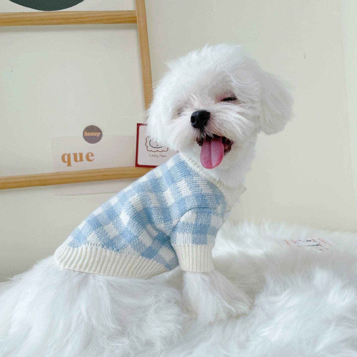 Chic Pooch Plaid Cardigan: Cozy and Soft Stylish Knitwear for Dogs